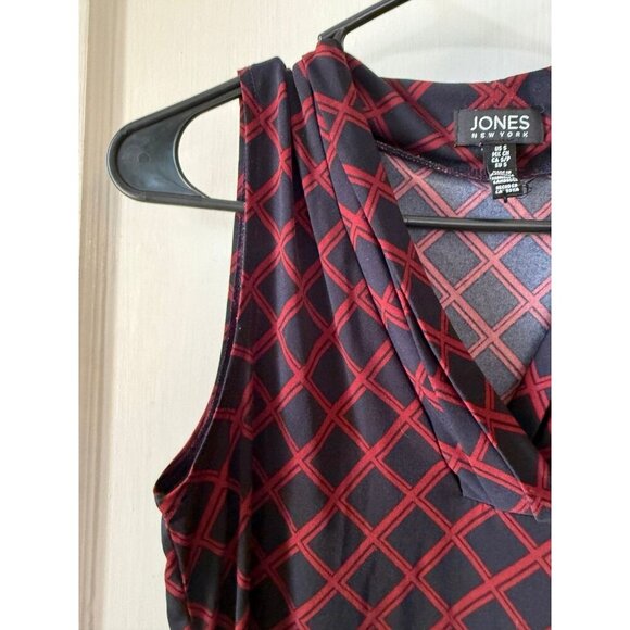 Jones New York women’s size small red and dark blue blouse - Picture 3 of 8